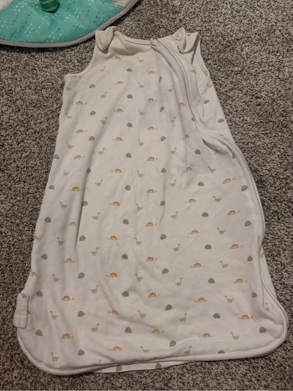 Kissy Kissy Cream Sleep Sack with Green and Tan Dino Print